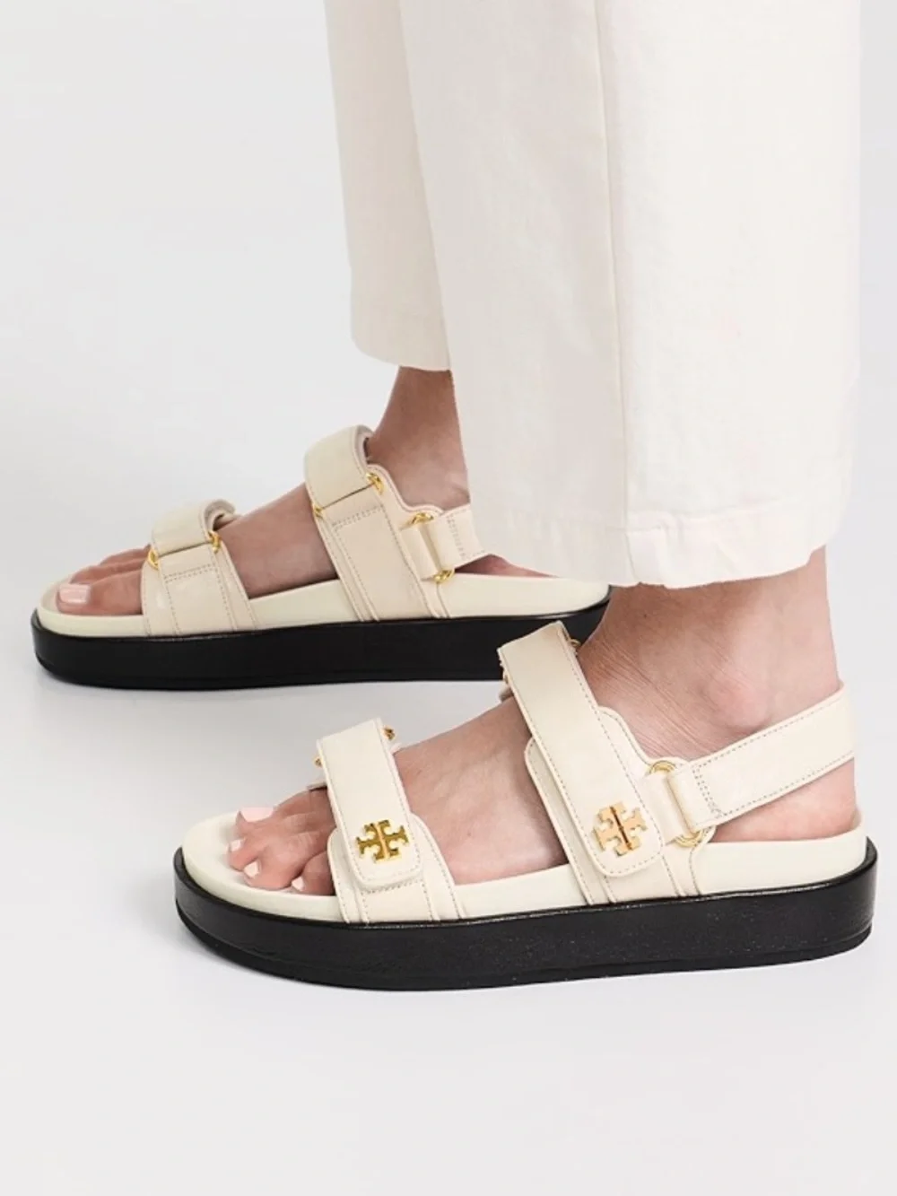 Tory Burch Women’s canvas/perfect black platform  Espadrille Sandals size 10